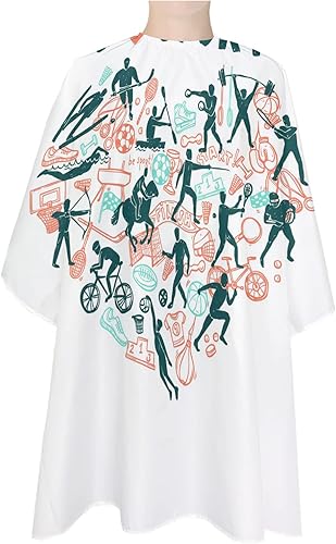 Barber Cape Hair Cut Cape for Men Kids Non-Stick Hair Elastic Neck I Love Sport Healthy Exercise Salon Cape