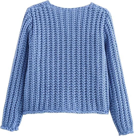 Womens Long Sleeve Knit Cropped Cardigan Sweaters Open Front Trendy Crewneck Button Down Sweater Outerwear2