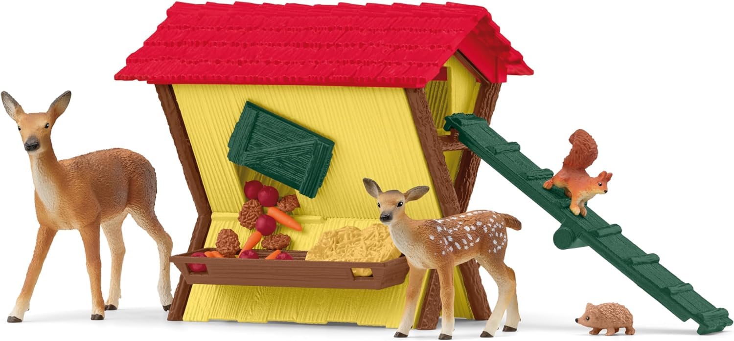 SCHLEICH 42608 Traktor mit Anhänger , ab 3 Jahren, Farm World - Spielset, 50 Teile & 42658 Fütterung der Waldtiere, ab 3 Jahren, Farm World - Spielset, 39 Teile
