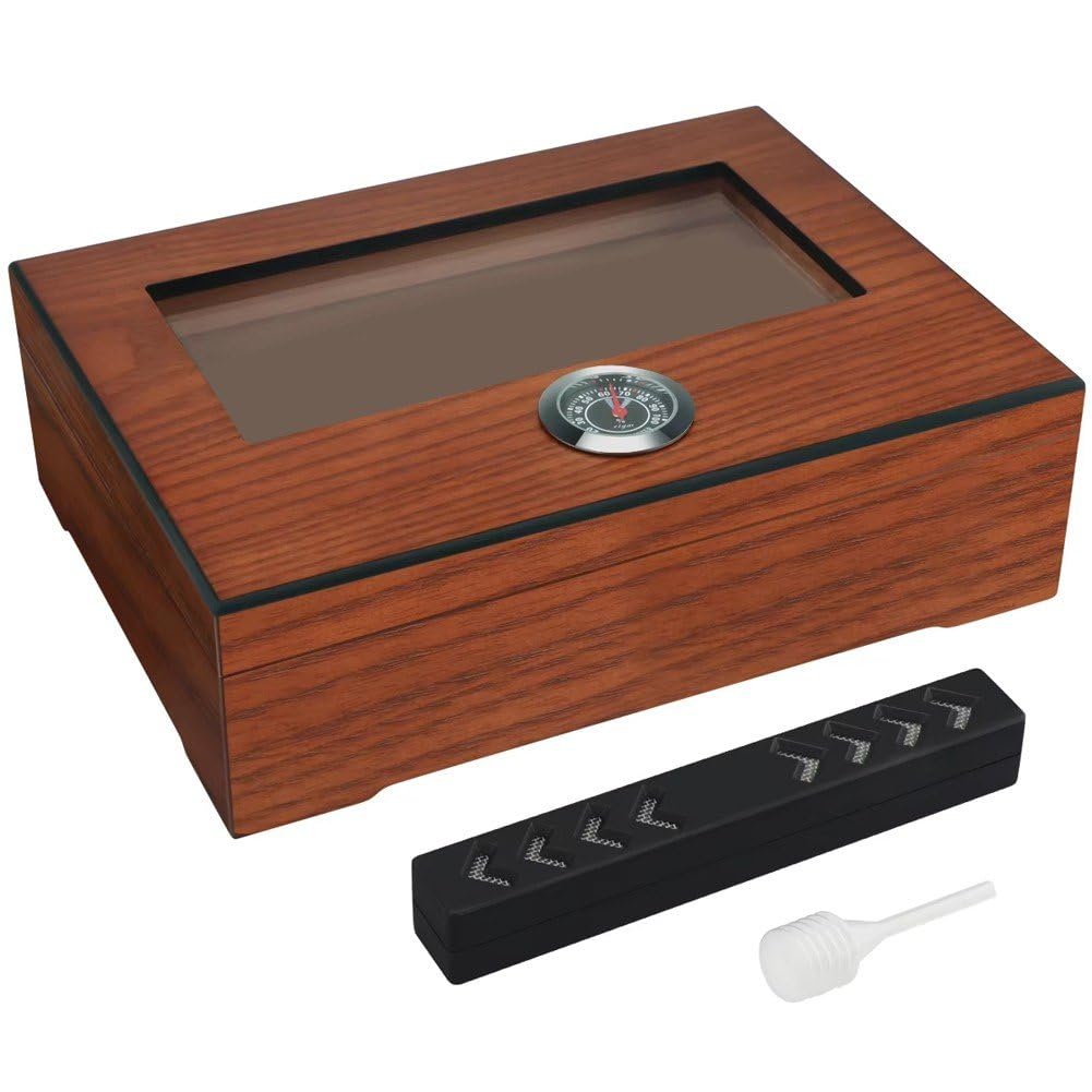 Humidificateur à cigares en bois fait main avec vitre