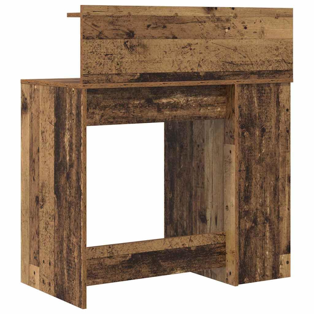 Scrivania con mensola in legno anticato, 90 x 48 x 101,5 cm, scrivania da ufficio per home office e studio, segretario con vano portaoggetti, moderna postazione di lavoro per casa e ufficio