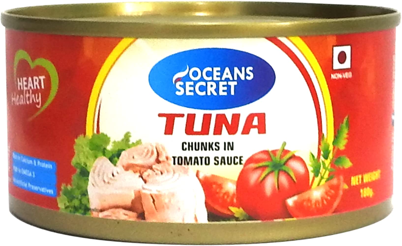 Oceans Secret Canned Tuna Chunks in Tomato Sauce, 180g (Pack of 1) | Immunity Booster | Superfood