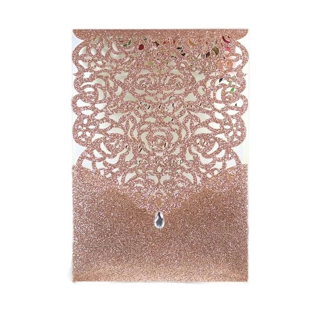 Inviti Matrimonio Di Carta Glitterata For Inviti Nozze, Decorazione For Feste Compleanno E Matrimonio(Apple Gold Cover,50pcs)