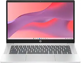 HP Chromebook de 14 polegadas, processador Intel N200, 4 GB de RAM, SSD de 128 GB, Glacier Silver