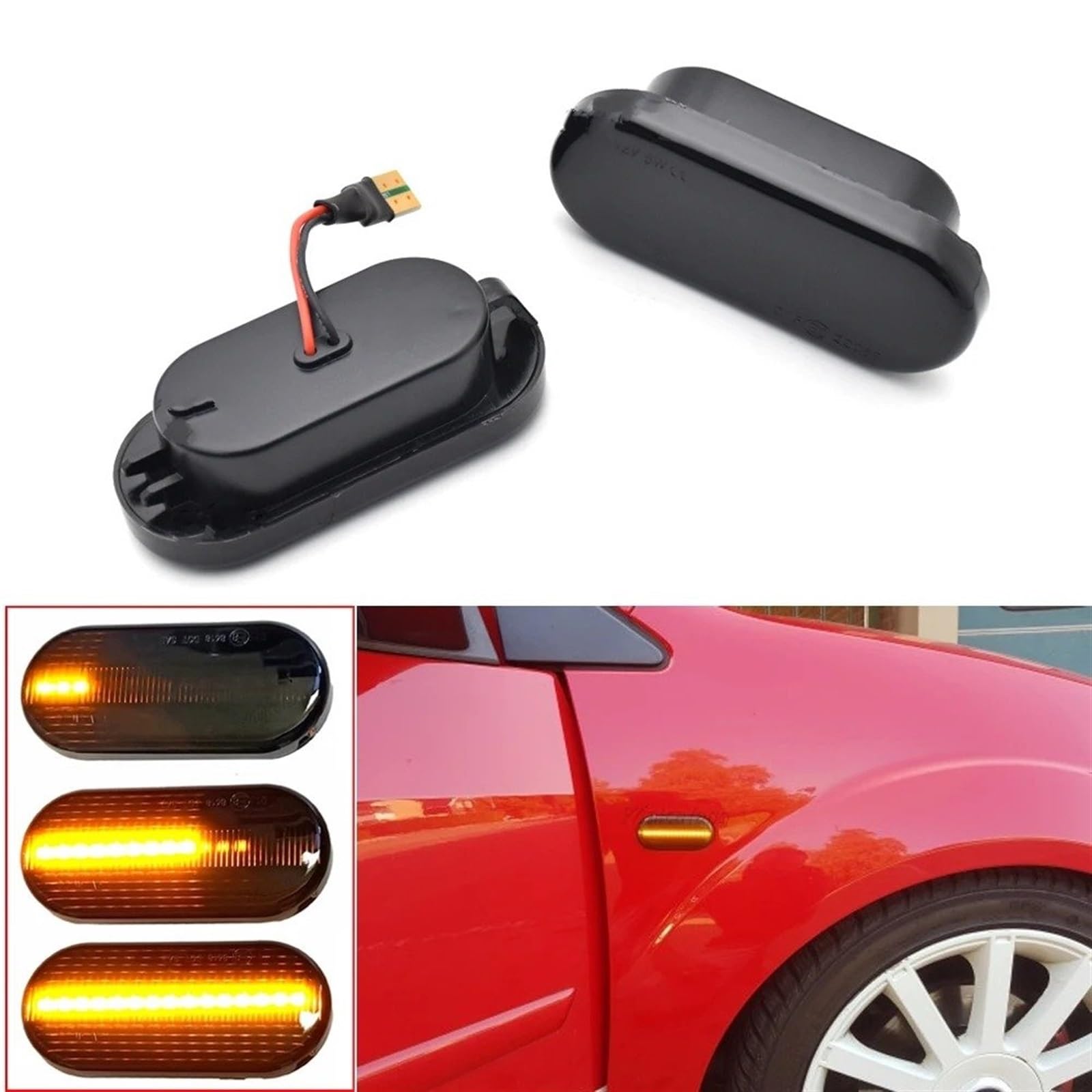 ANGRONG Lot De 2 Clignotants Latéraux à LED Transparents Pour Interieur De Voiture Lumiere Ambre Po~p155317530
