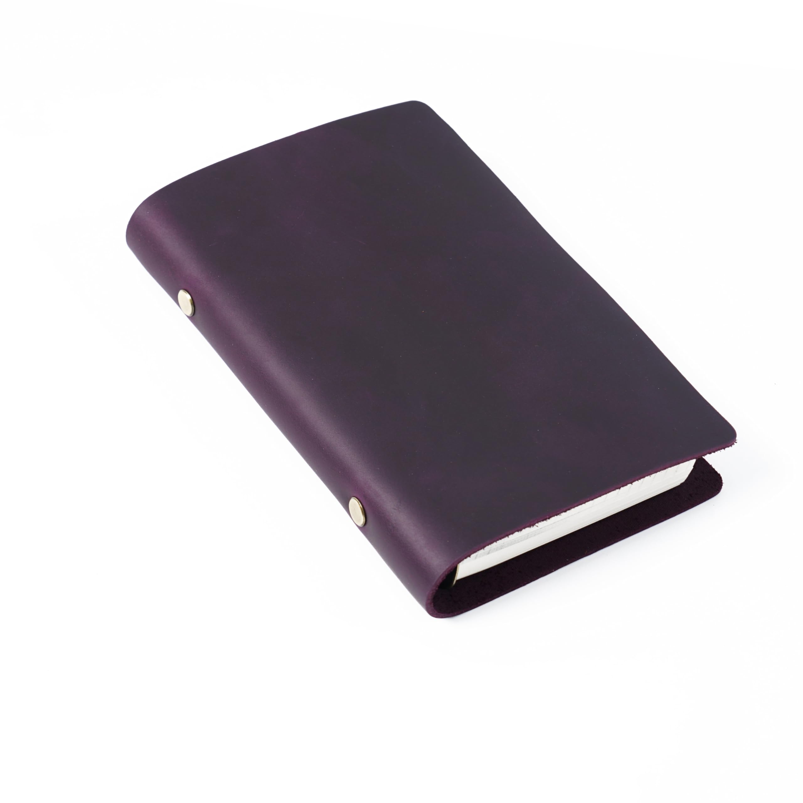 A6 Binder 6 Ring Genuine Leather Journals, Small Personal Rings Planner Organizer, Refillable Vintage Travelers Notebook for Writing, with 80 Lined Paper, Gifts for Women/Men(Purple, A6-Non Custom) — image 1