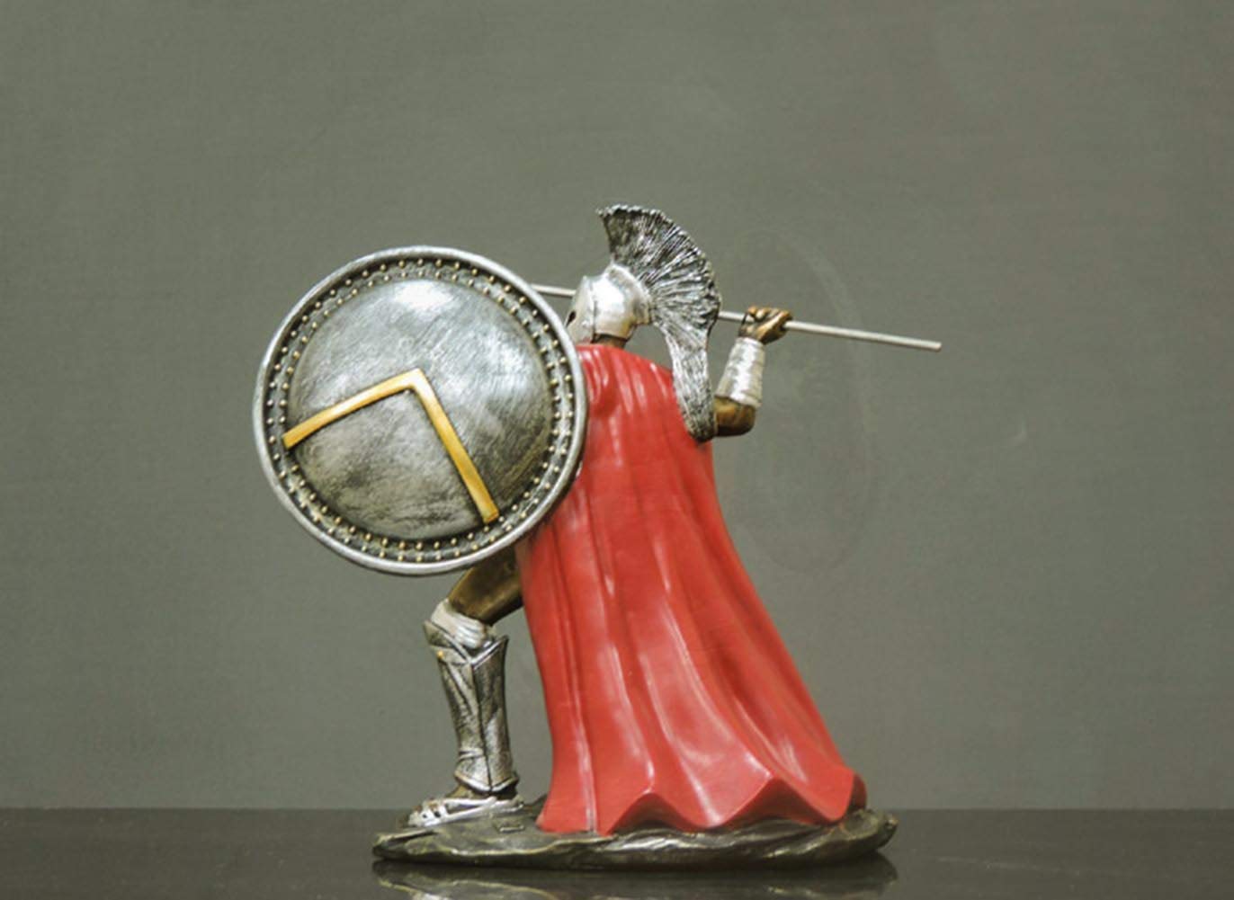 Figurine de guerrier romain, statue de guerrier ancien gladiateur romain sculptée ornement modèle de guerrier antique H 24 cm