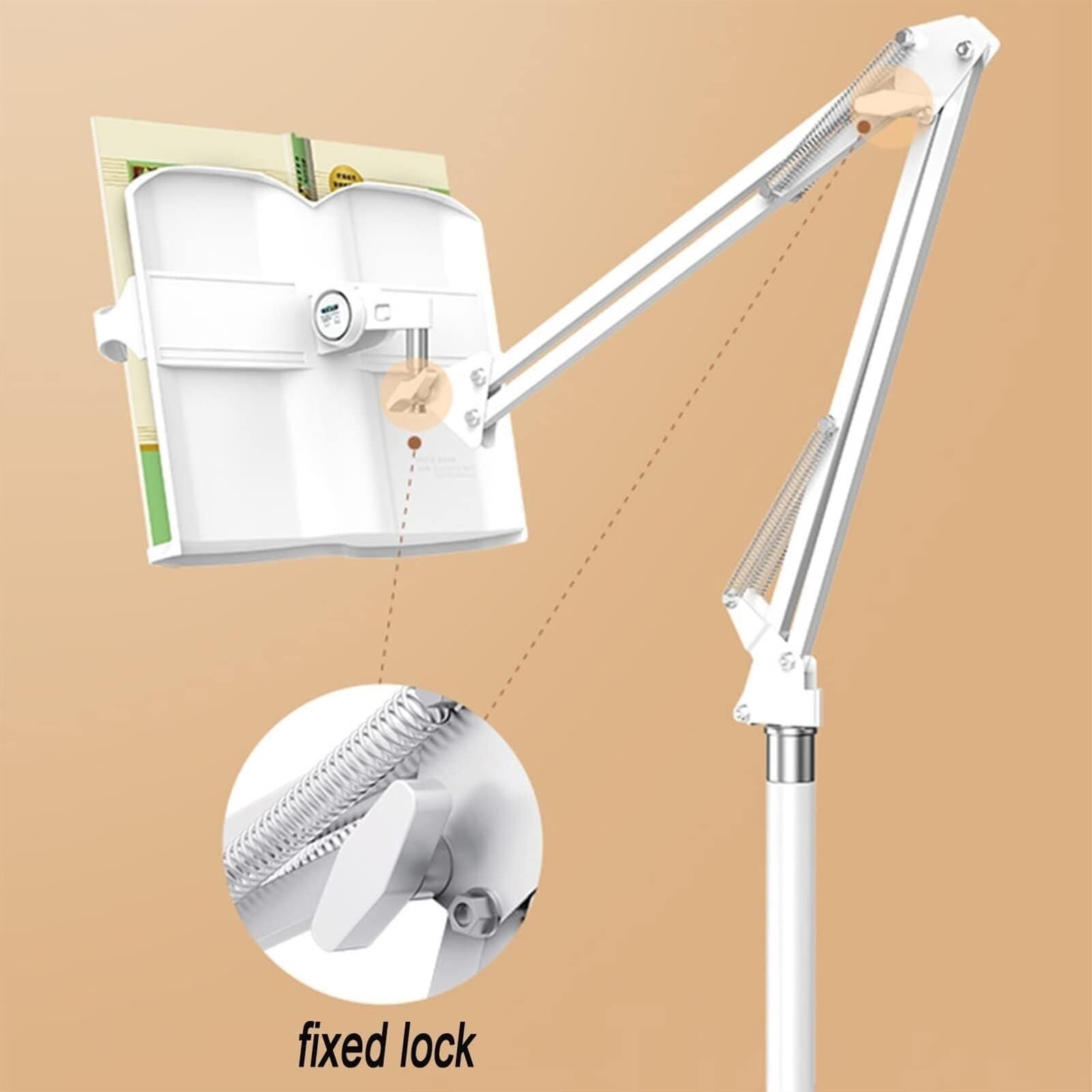 Soporte de Lectura Plegable para Libros de pie con Estante para teléfono - Soporte de Lectura para Escritorio y mesita de Noche - Altura y ángulo Ajustables - Soporte portátil y Giratorio