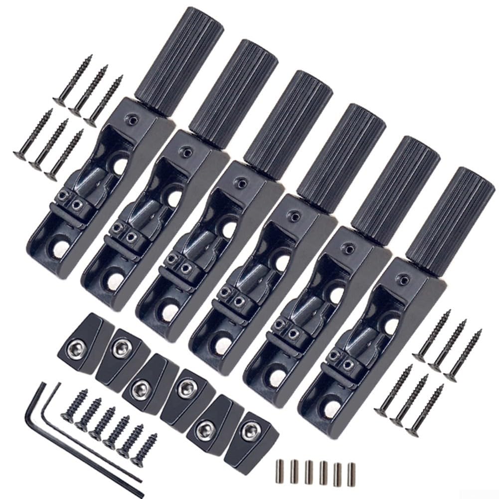 Headless Bassbrücke 5-Saiter Schwarz Metall Stabil(Black 6PCS)