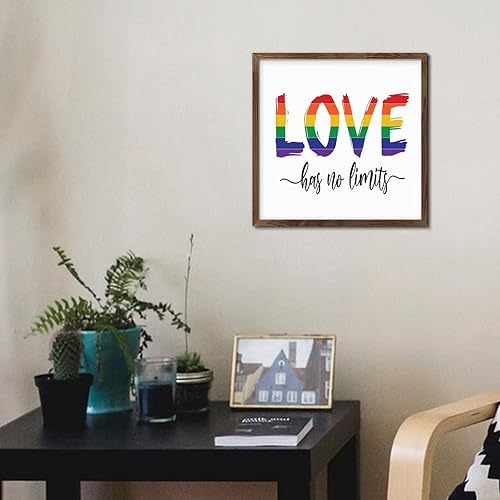 Miniatura 6 de Love Has No Limits Wood Framed Printed Sign Wall Decorative Farmhouse Lesbian Gay Bisexual Transgender Asexual Signs Retro Wood Sign for Home