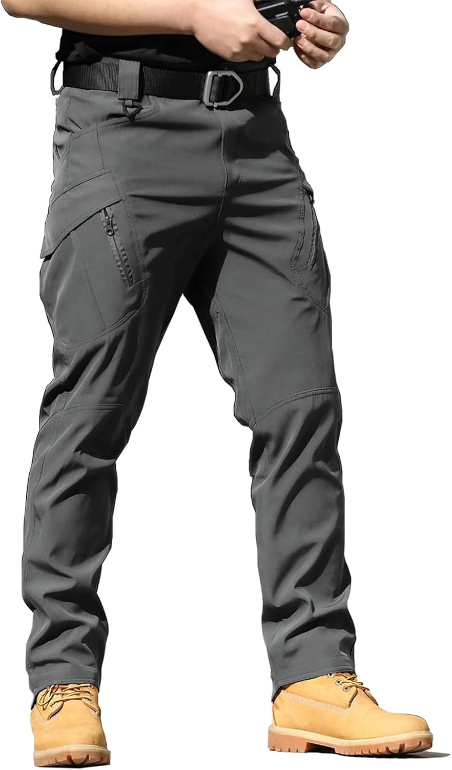 Men's Tactical Cargo Pants Stretch Ripstop Lightweight Waterproof Multi Pockets Work Hiking Outdoor Casual Pants (No Belt)
