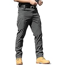 Men's Lightweight Quick-Dry Tactical Pants, Water Resistant Hiking Pants with Pockets for Outdoor &amp; Work (No Belt)