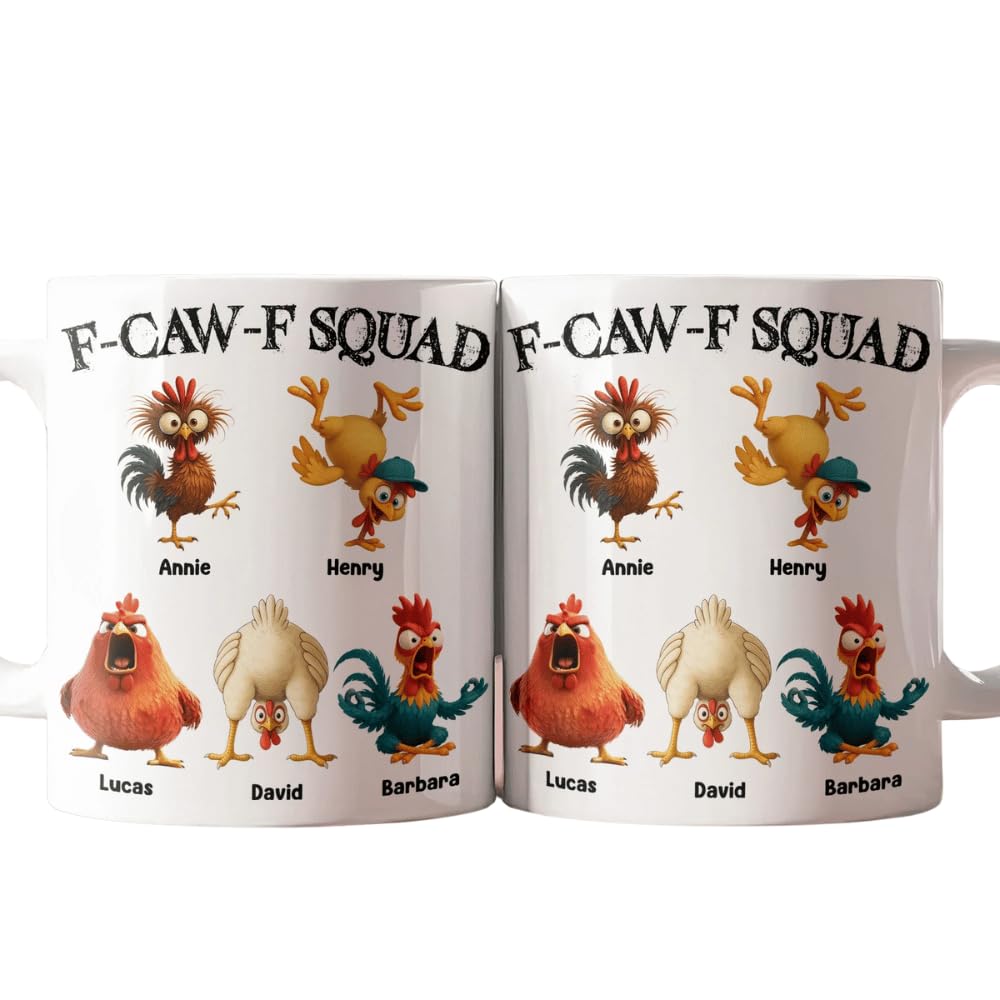 F-Caw-F Squad - Personalized Coffee Mug FcawF Funny Chicken Coffee Cup Customized Unique Animal Holiday Mug Unique Chicken