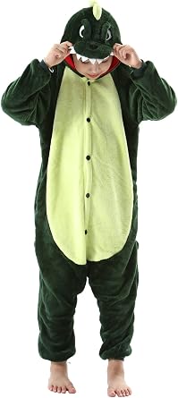 SimZoo Kids Animal Pajamas, Boy Girls Dinosaur Cosplay Costume Sleepwear, One-Piece Unisex Homewear 3-11Y