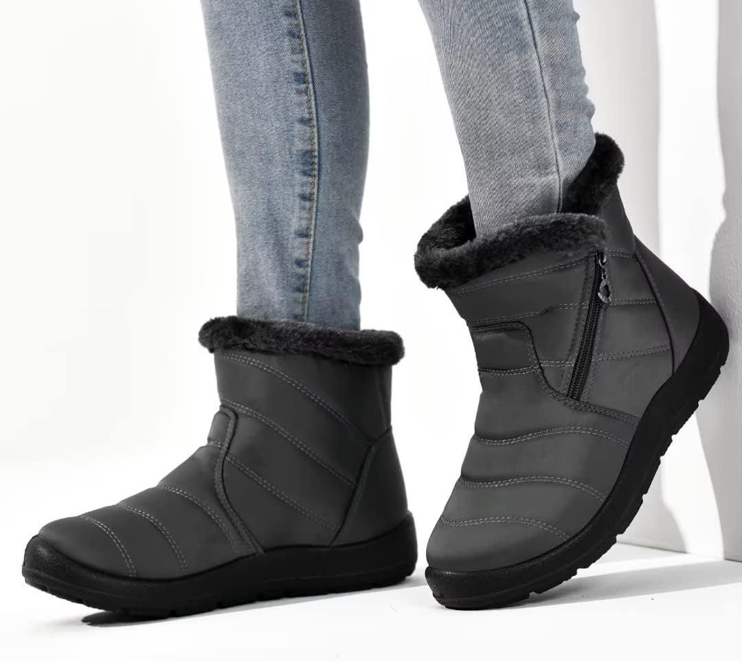 Cheval Winter Snow Zip Up Boots for Women, Fur Lined Warm Ankle Booties, Outdoor Anti-slip Waterproof Comfortable Short Boot, Botas De Invierno Para Mujert - Image 6