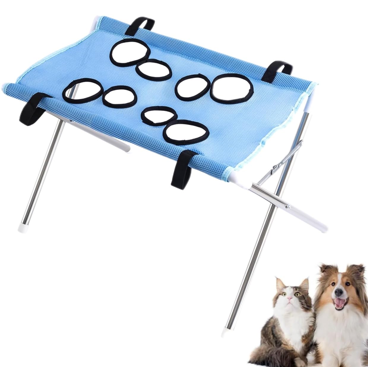 Faltbares 2-in-1-Pflegeset für Haustiere (Liege & Ständer) (Blau)