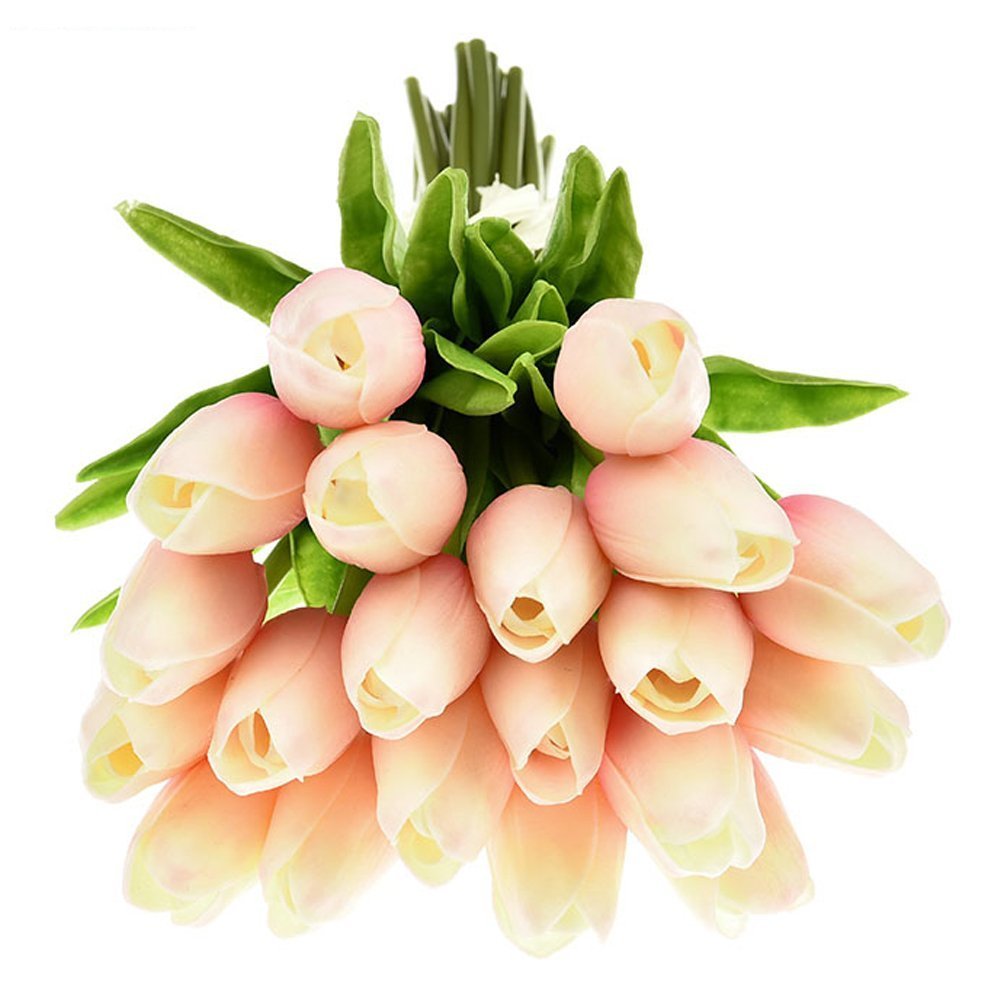 GJGHKLHL artificial flowers， Yimeezuyu 30 Pcs Artificial Tulip Flower Mini Real Touch Fake Flowers Wedding Bouquet Home Decorations for Mother Wife Girlfriend /305