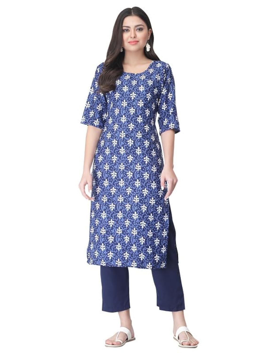 Pinkmint Kurta Set For Women Cotton Printed Straight Kurta With Pant (Pack Of 1)