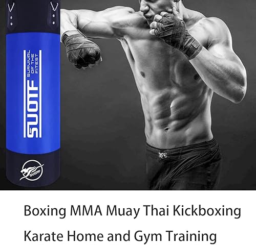 Miniatura 4 de SUOTF Saco de boxeo pesado para adultos y niños, saco de boxeo sin relleno con cadenas