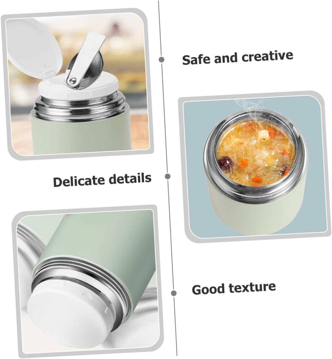 VALICLUD Insulated Food Jar 500ml with Foldable Spoon Thermal Soup Cup Vacuum Sealed Portable Lunch Container for Students and Office Workers, Green