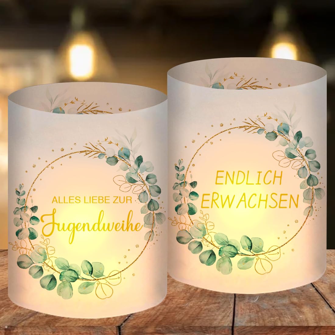 12 Windlicht Tischdeko Jugendweihe, Deko Jugendweihe Junge Mädchen, Alles Gute Zur Jugendweihe Tischdeko, Meine Jugendweihe Deko, Gastgeschenk Jugendweihe, Geeignet für Teelichter oder Kerzen