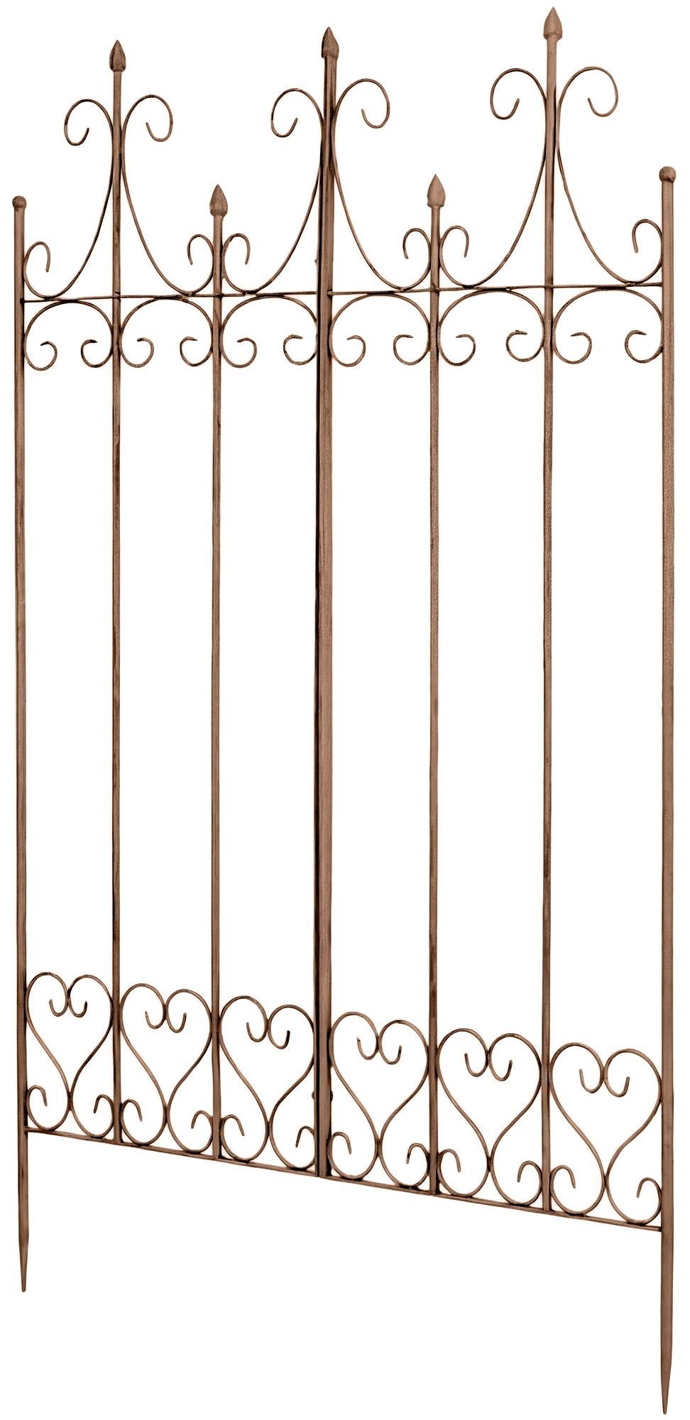 CLP Rankgitter Metall 130 cm hoch Flieder, stabile Rankhilfe für Kletterpflanzen, vormontiert, Landhausstil, Spalier Sichtschutz, Farbe:antik braun