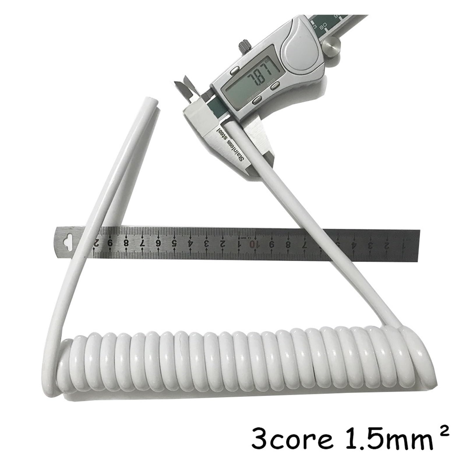 przewód spiralny, 2 szt. 3-żyłowy kabel spiralny teleskopowy 15AWG o długości 0(White)