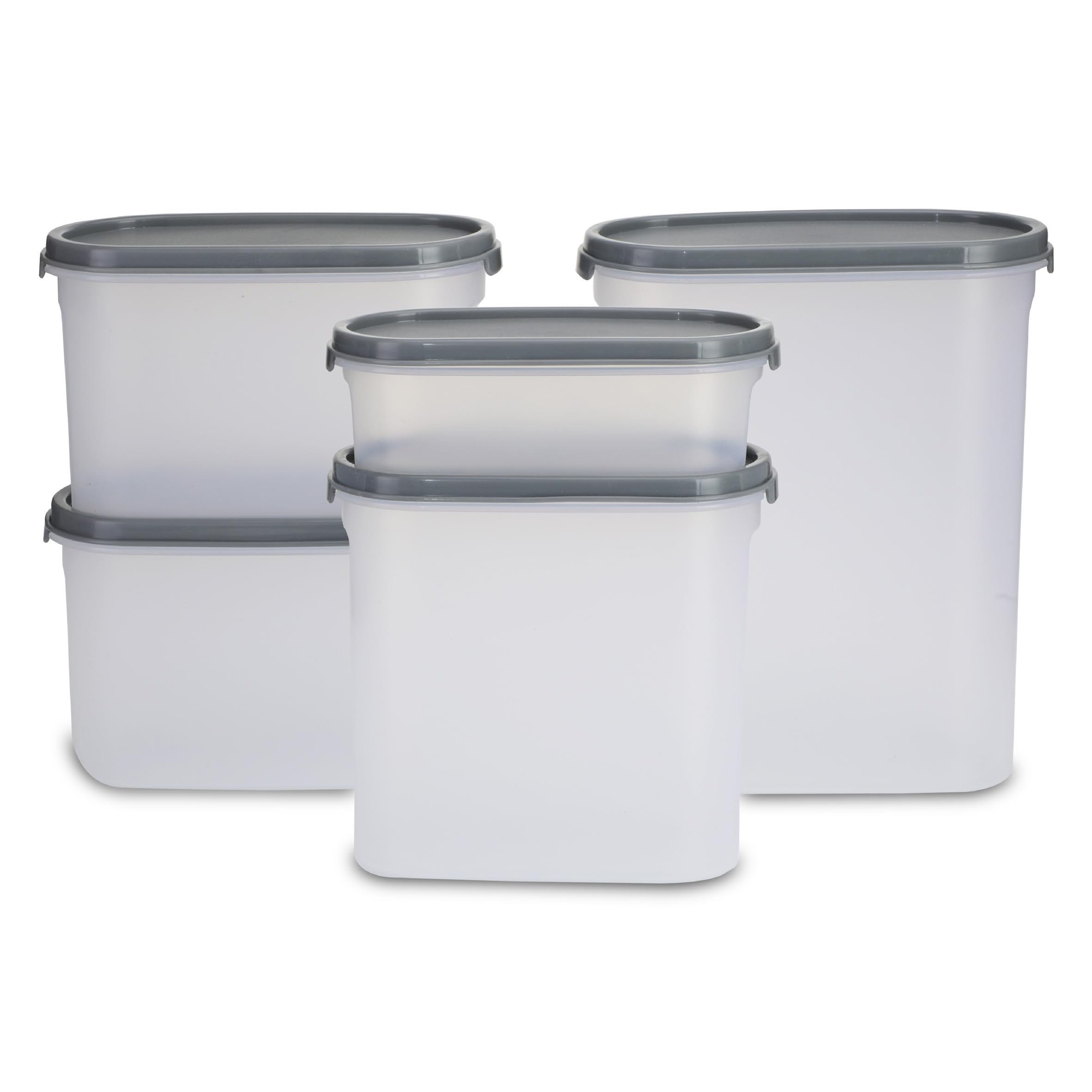 KOLORR Lot de 5 récipients modulaires en plastique pour cuisine | Organisateur d'aliments secs | Bocal hermétique | Transparent