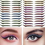 24 Pairs Reusable Eyeliner and Eyelash Stickers, Glitter Eyeliner Stickers Makeup Double Eyelid Tape...