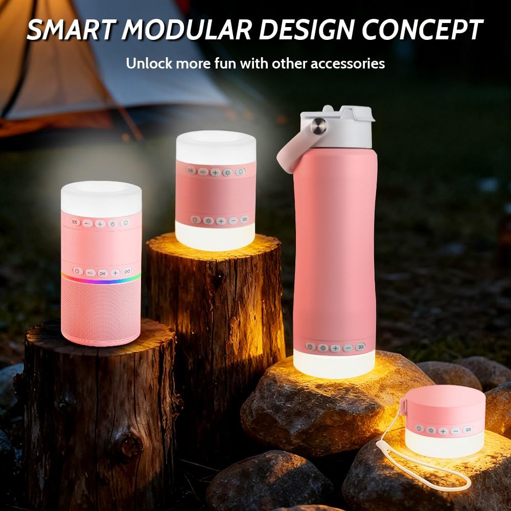 LED Camping Laterne, Wiederaufladbare Campingleuchte mit 4 Lichtmodi & SOS, Dimmbare Zeltlichter für Camping Notfall Hurricane Wandern Stromausfall (Rosa)