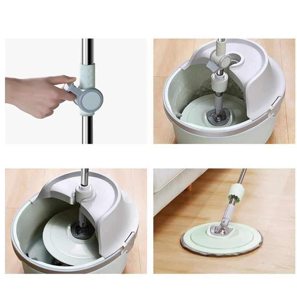 Sistema de Cubo para fregona giratoria: fregona giratoria de Microfibra con Cubo, Cabezales de fregona de Microfibra giratorios de 360 ​​Grados, Mango Ajustable para Limpieza del hogar Vision