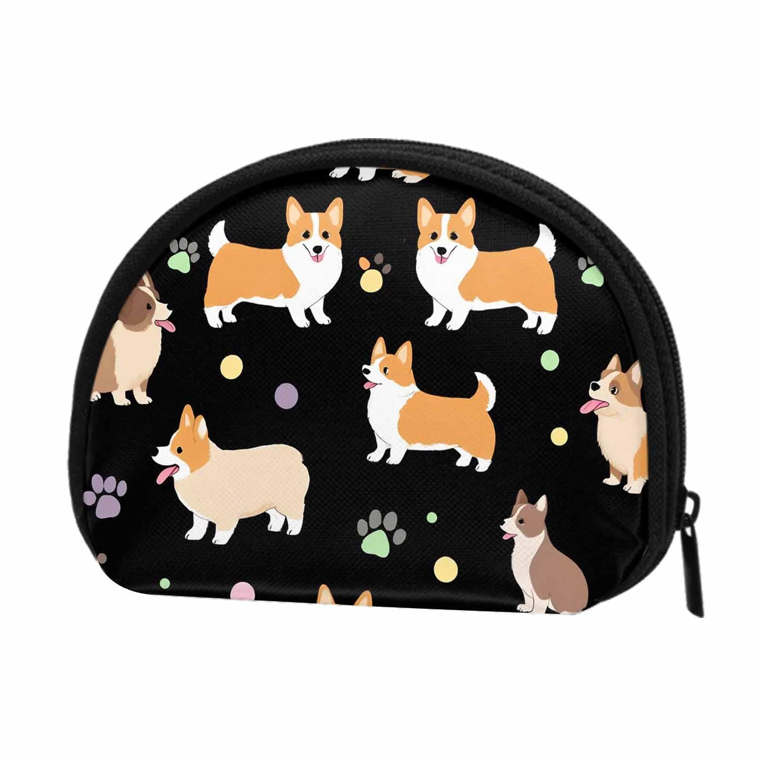 IBILIU Small Coin Purse Corgi Dog Paw Cute Cartoon Puppy Black Mini Wallet Coin Pouch Change Purse For Women Men