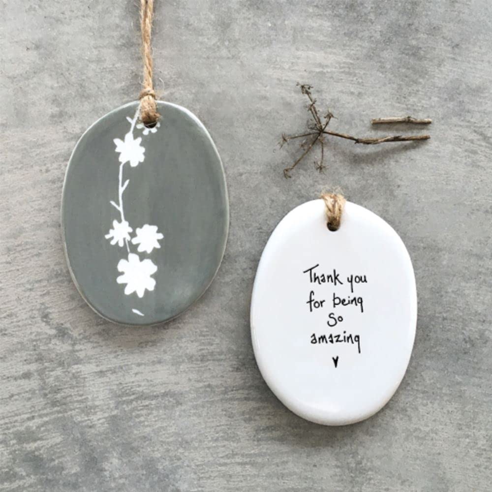 East Of India White, Black, Green Porcelain Hanger Thank You For Being So Amazing, Hanging Porcelain Gift, Home Decoration, Friendship Gift, Thank You Keepsake