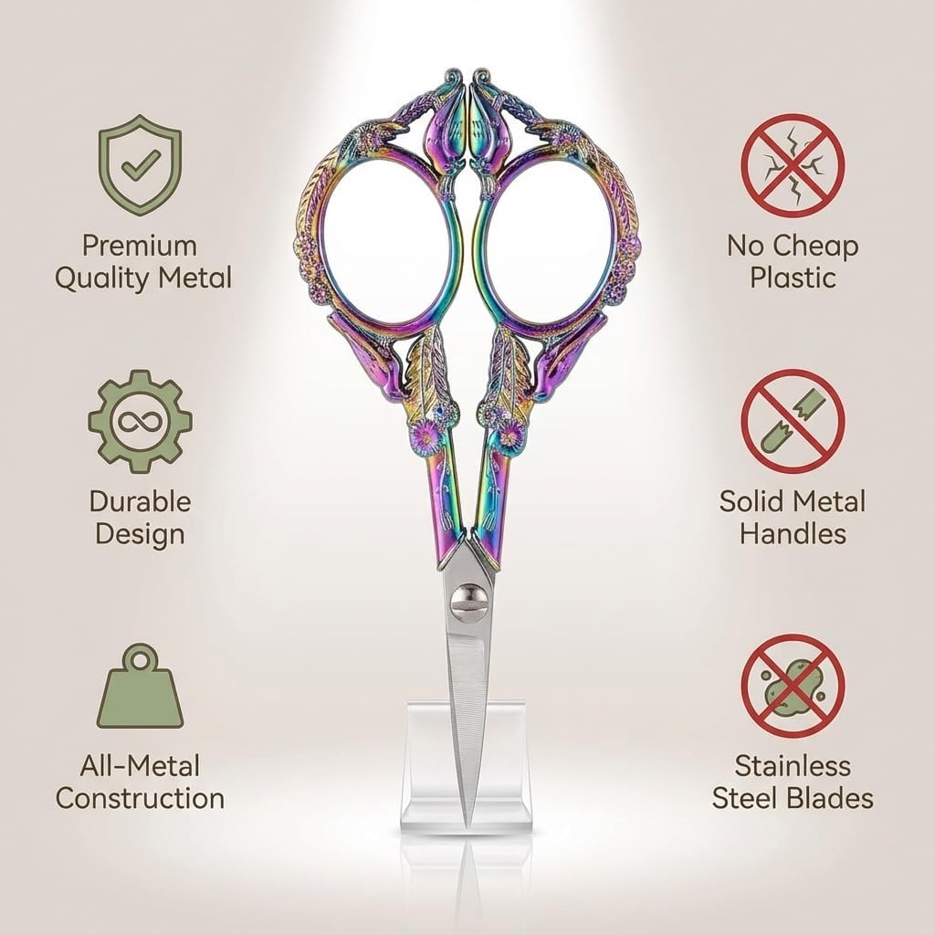 Crochet Scissors with Cover – Vintage Small Embroidery Scissors, Sharp Sewing Scissors for Yarn Thread Craft Needlework, Pretty Gift for Crocheter Quilter, 4.6 Inch 2 Pack