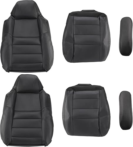 AUTOKAY Funda de asiento perforada para Ford F250 F350 Super Duty Lariat XLT 2004 2005, color negro lado del conductor y pasajero parte inferior y