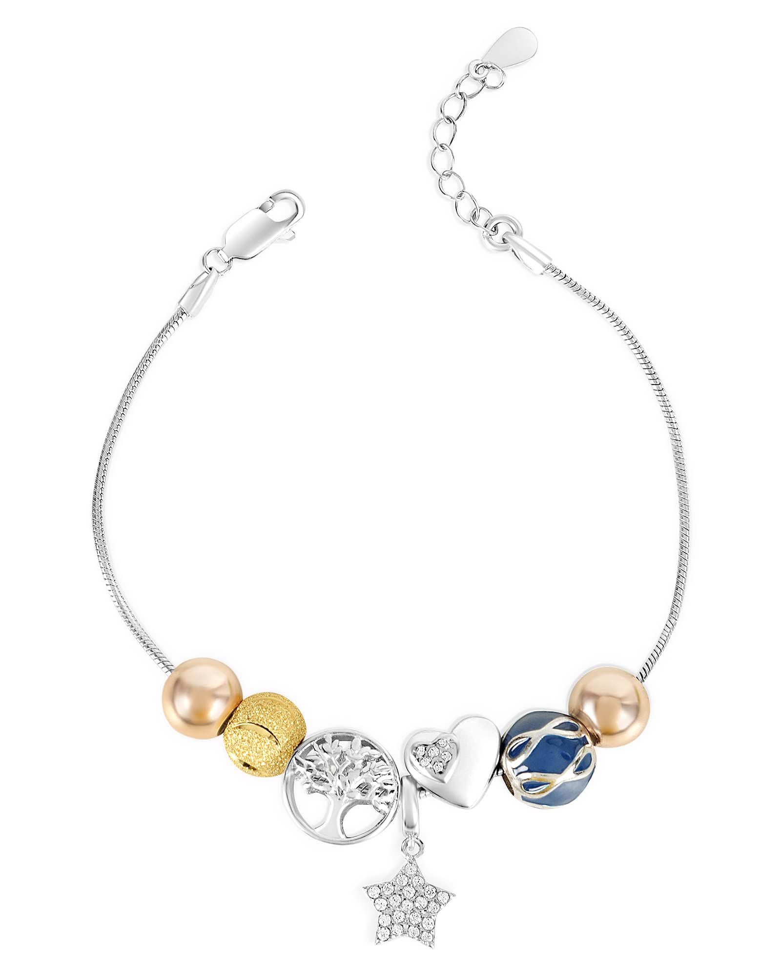 See full amazon price history chart for Silver Chest 925 Silver Bracelet for Women and Girls | Adjustable Size Bracelet with Rose Gold and Sterling Silver Charms – Hanging Star with Tree Design Silver Chest 925 Silver Bracelet for Women and Girls | Adjustable Size Bracelet with Rose Gold and Sterling Silver Charms – Hanging Star with Tree Design (B0BSXPJDL6) Amazon Price History, Amazon Price Tracker