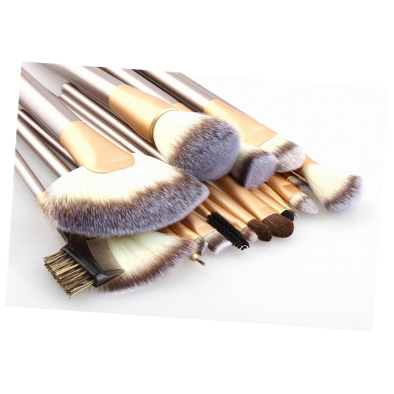 Set de Brochas de Maquillaje Profesional 24 Piezas con Mango de Madera | Pelo Sintético y Fibra Superfina, Estuche de Viaje de Pu, para Rostro, Base, Sombra y Cejas