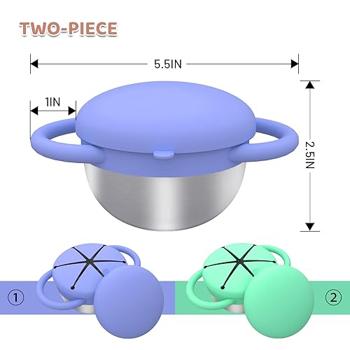 Miniatura 2 de Vasos de aperitivos para niños pequeños a prueba de derrames, paquete de 2 recipientes para aperitivos con tapas y asas de silicona, seguros y