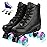YYW Roller Skates for Women Men, High Top PU Leather Classic Double-Row Indoor Outdoor Roller Skates for Beginner a Shoes Bag (Black Flash Wheel, 37)
