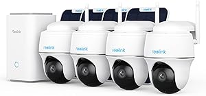 Reolink 2K 360° PT Outdoor WiFi Surveillance Camera, Person/Vehicle/Pet Detection, No Monthly Fee, Night Vision, Local Storage, Home Hub+4X Argus PT Lite+Solar Panel asin的图片