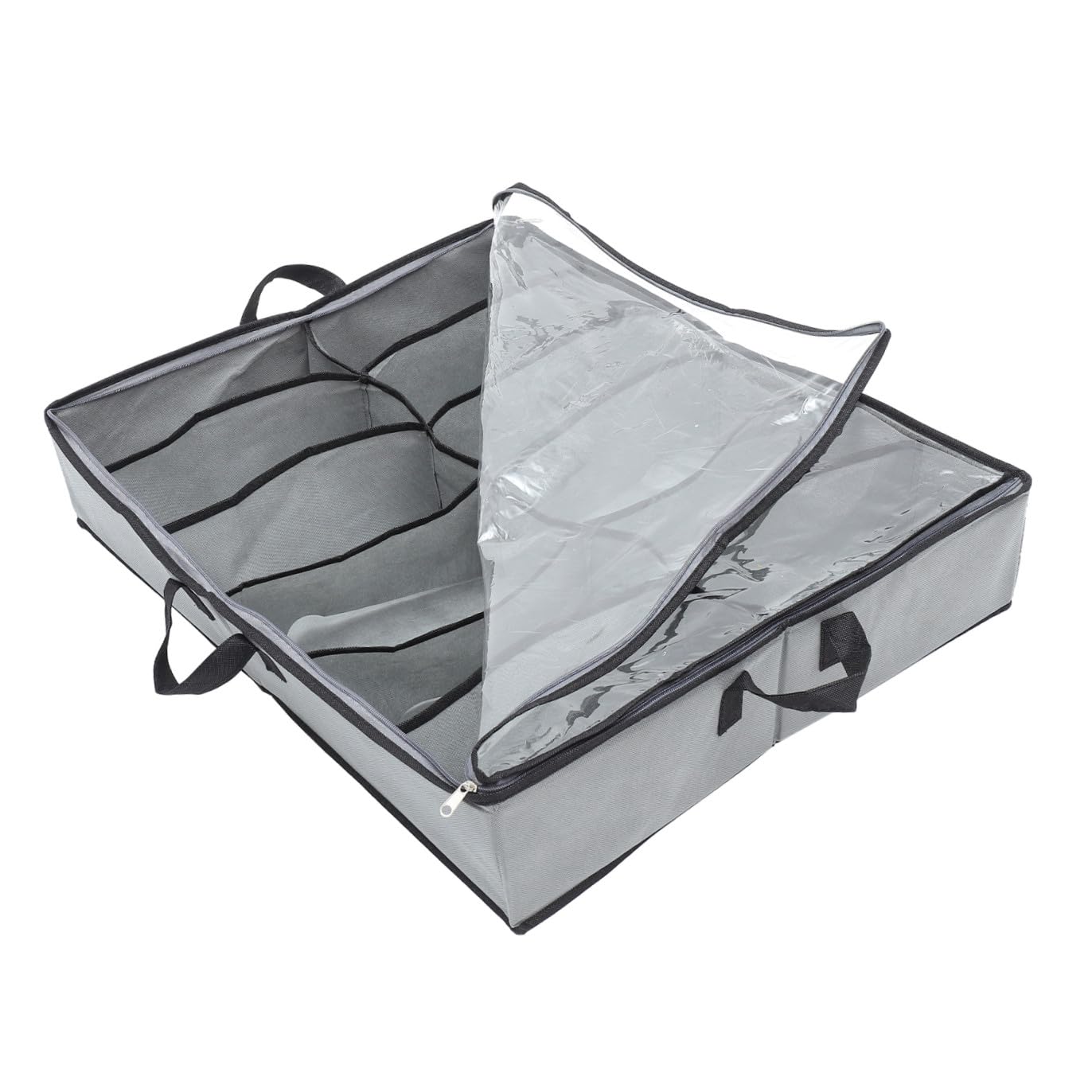 Artibetter Contenitore per Scarpe Pieghevole con Cerniera, Coperchio Trasparente, Grande Capacità, Organizzatore per Riporre le Scarpe Sotto Letto, Salvaspazio per Casa e Armadio
