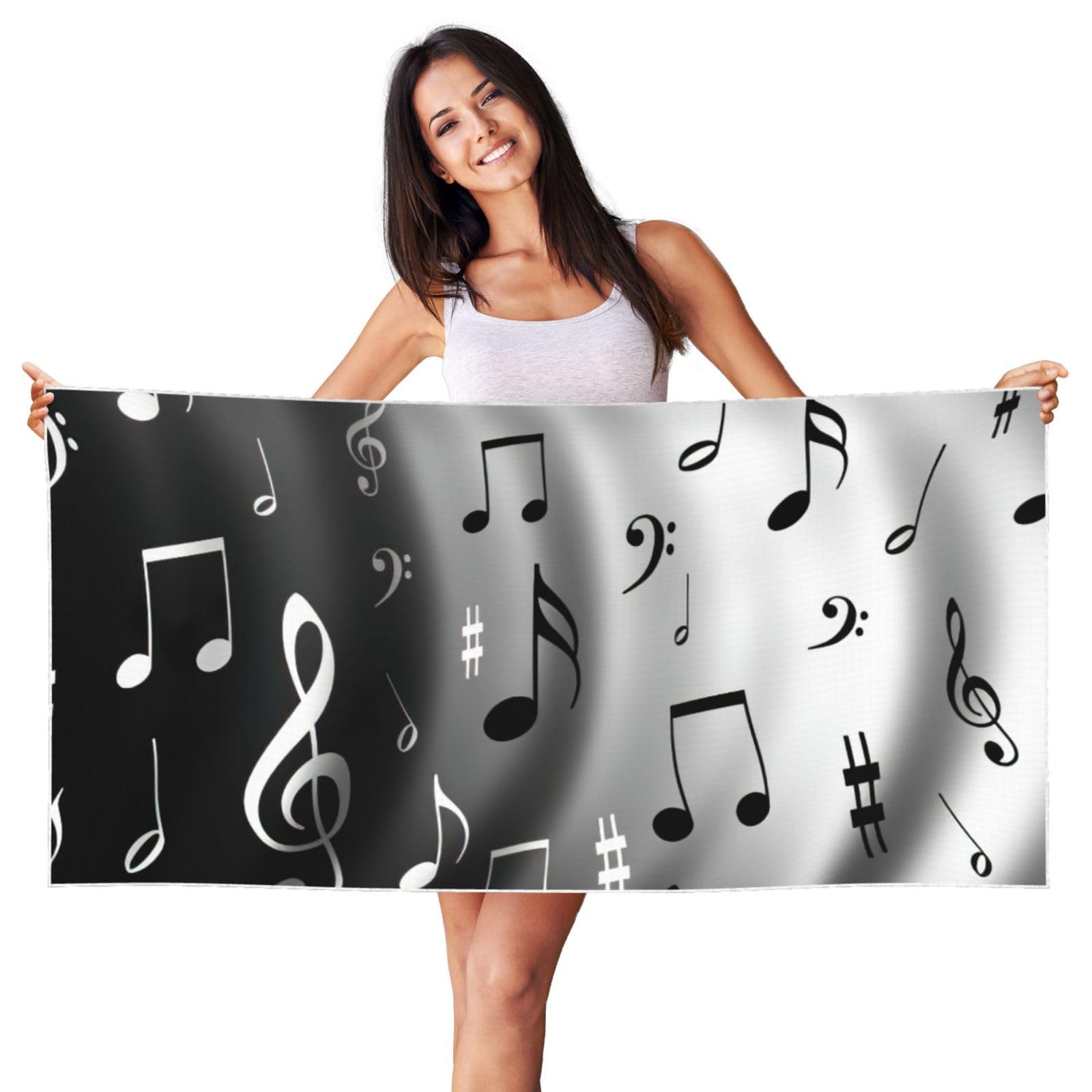 EdWal Music Notes Print Print Spa Bath Towels 70cm X 140cm,Soft Quick Drying Beach Towels For Bathroom,Gym,Travel