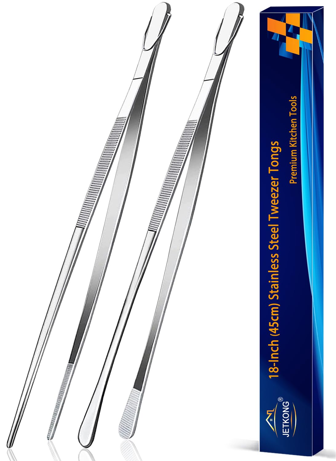 JETKONG 18 Inch Stainless Steel Grill Tongs Heavy Duty Giant Tweezer Tongs
