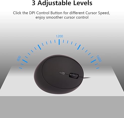 Miniatura 5 de Ratón óptico ergonómico vertical con cable USB para computadora, computadora portátil, PC, computadora de escritorio, Mac, oficina, escritorio,