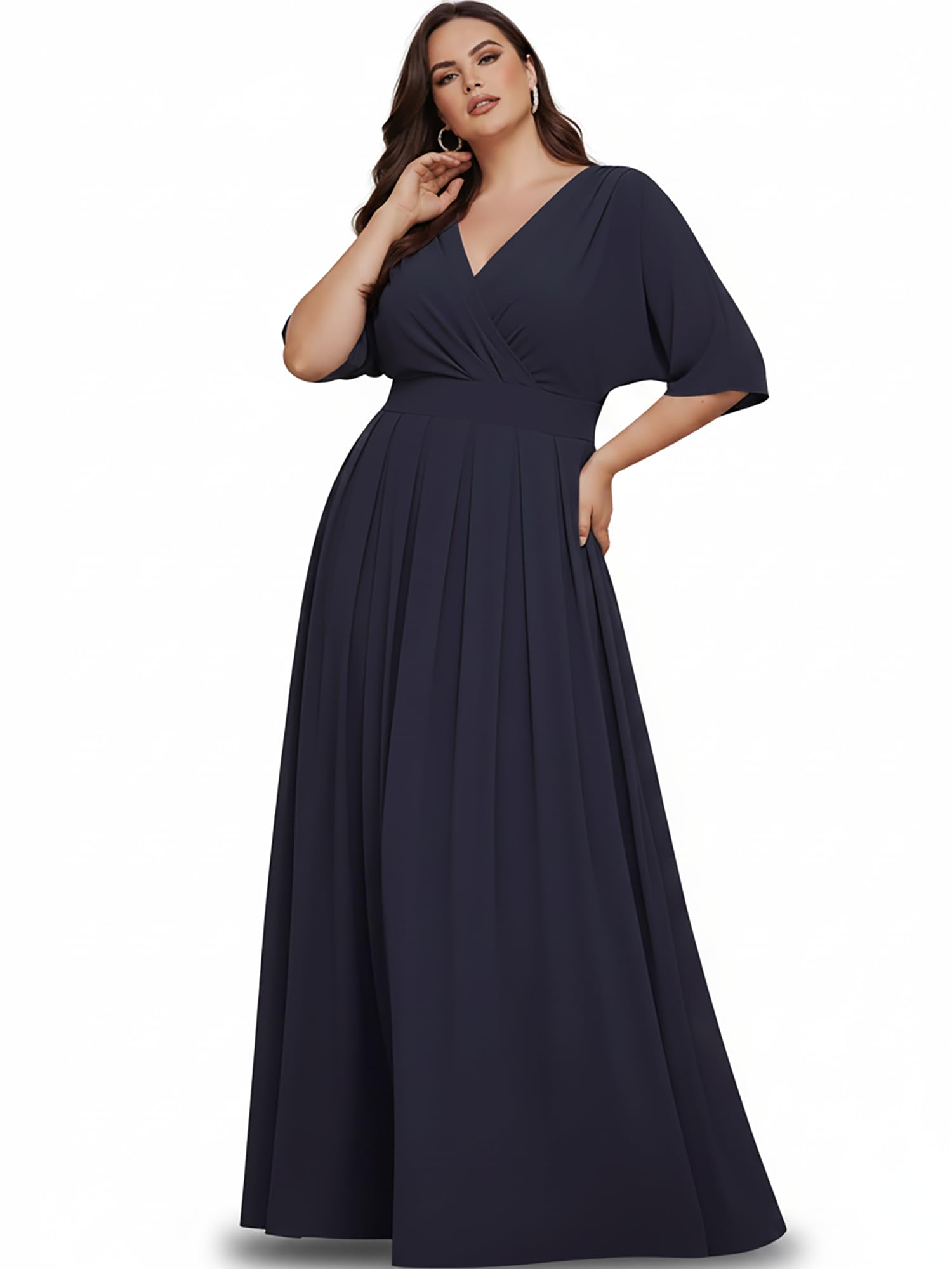 KOH KOH Womens Long Pleated Flowy Modest Evening Wedding Guest Maxi Dress