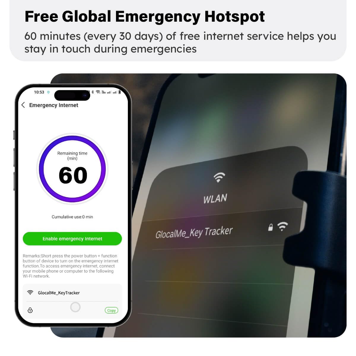 GlocalMe KeyTracker, Traceur GPS Global 4G LTE pour Enfants, véhicules, Bagages & Objets de Valeur, étiquette Intelligente avec GPS, AGPS, LBS, Bluetooth, Wi-FI et Radar Actif