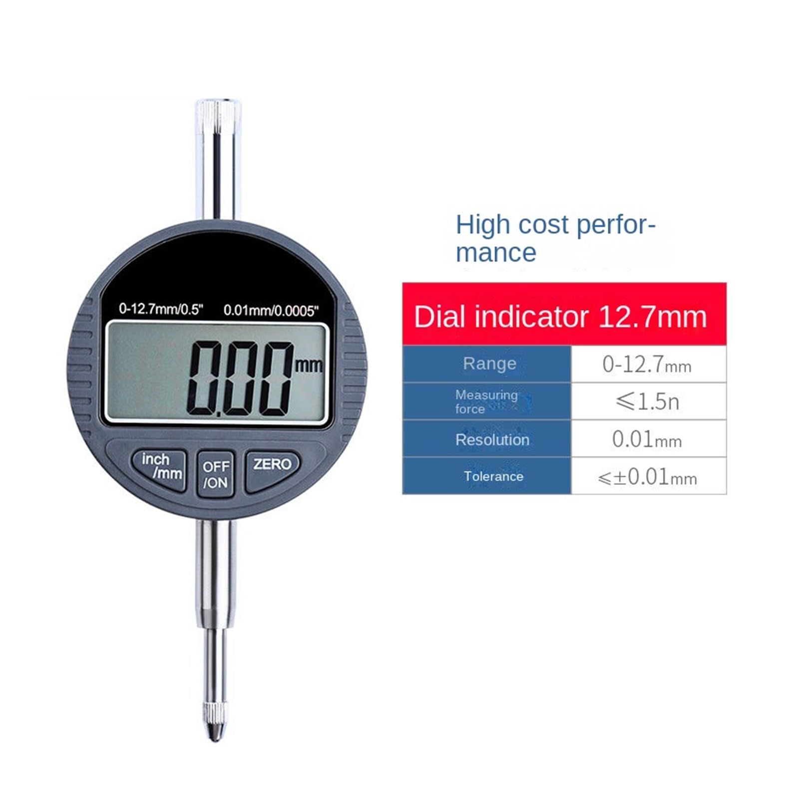 Measuring Tool High Precision Digital Display - Percentage Meter 0.01mm - Micrometer 0.001mm - Mechanical Workshop Tools Precision Comparator High Resolution(0-12.7mm-0.01mm)
