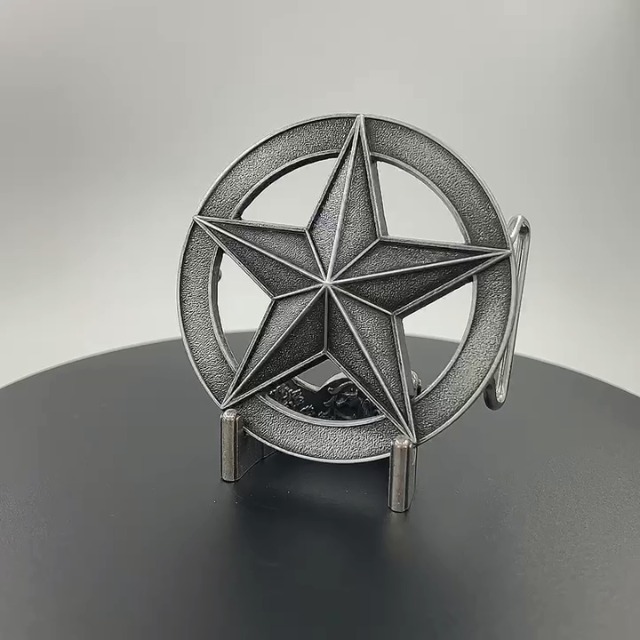 Ancienne Boucle De Ceinture Toupie Silver Star - Made In USA