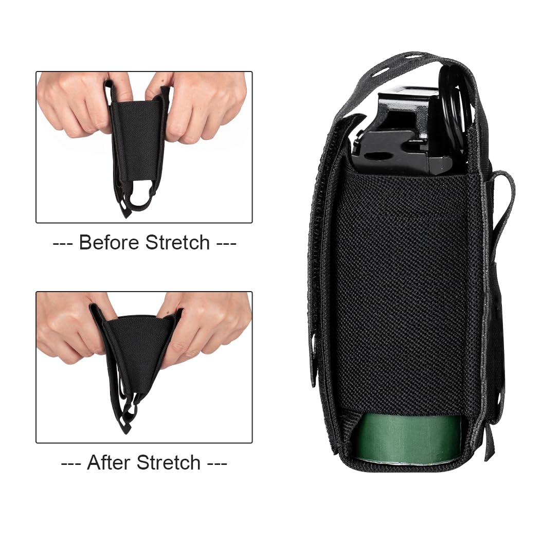 Support Molle pour Lampe de Poche Pochette à Chargeur Pochettes Tactiques Flashbang Pochettes d'outils Portables Multi-usages 500D Nylon (Black)