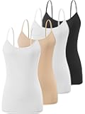4 Pack Camisole Tops for Women Basic Undershirt Tanks Adjustable Spaghetti Straps Camis Seamless Soft Layering Top